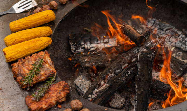 delicious food bbq on the fire ring - Wairua Lodge